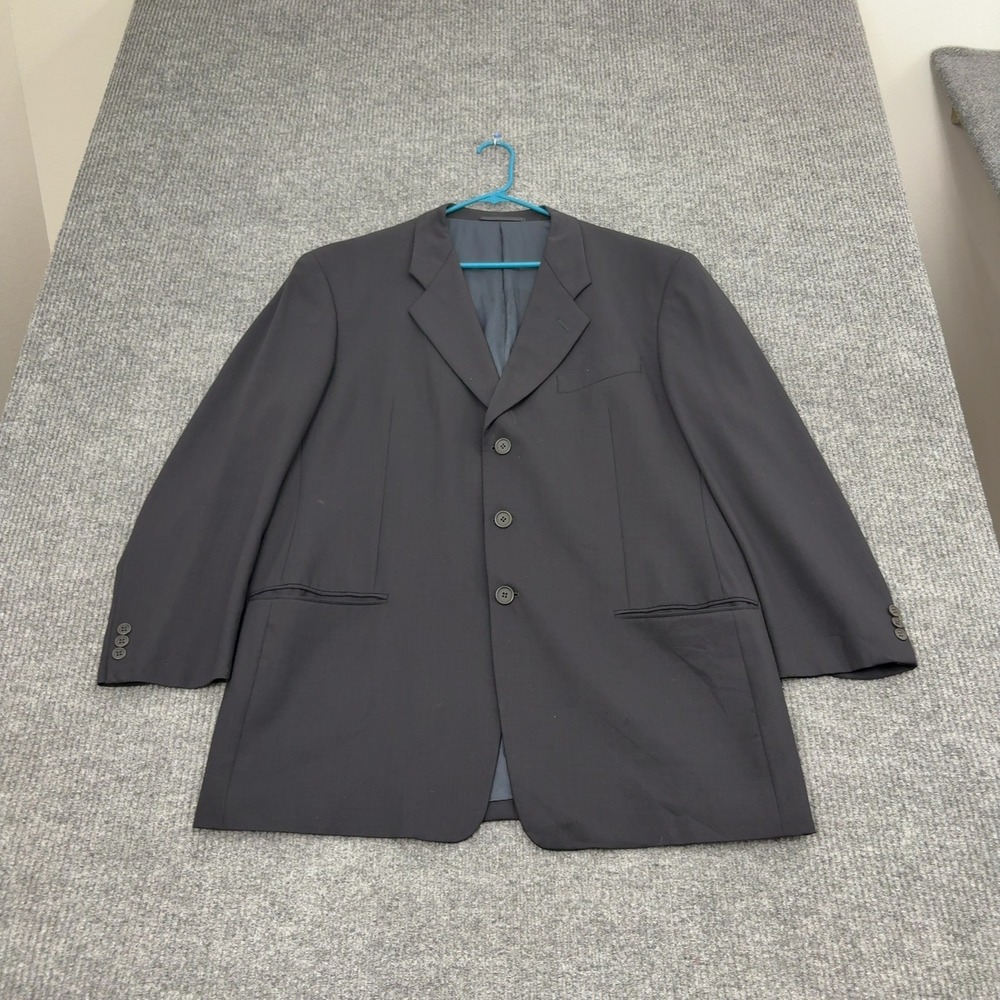 Vintage Giorgio Armani Blazer Mens 25x33.5 Black Wool Blend Three Button Luxury